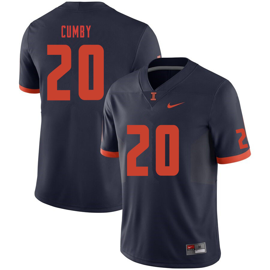 Men #20 Kyron Cumby Illinois Fighting Illini College Football Jerseys Sale-Navy